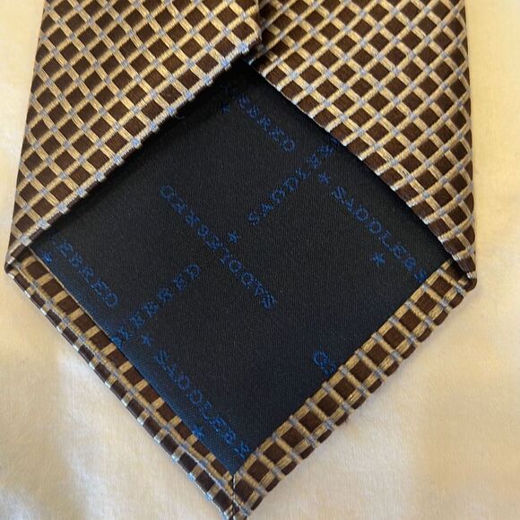 Saddlebred Men’s Tie - 100% Silk - brown/blue - Picture 4 of 8